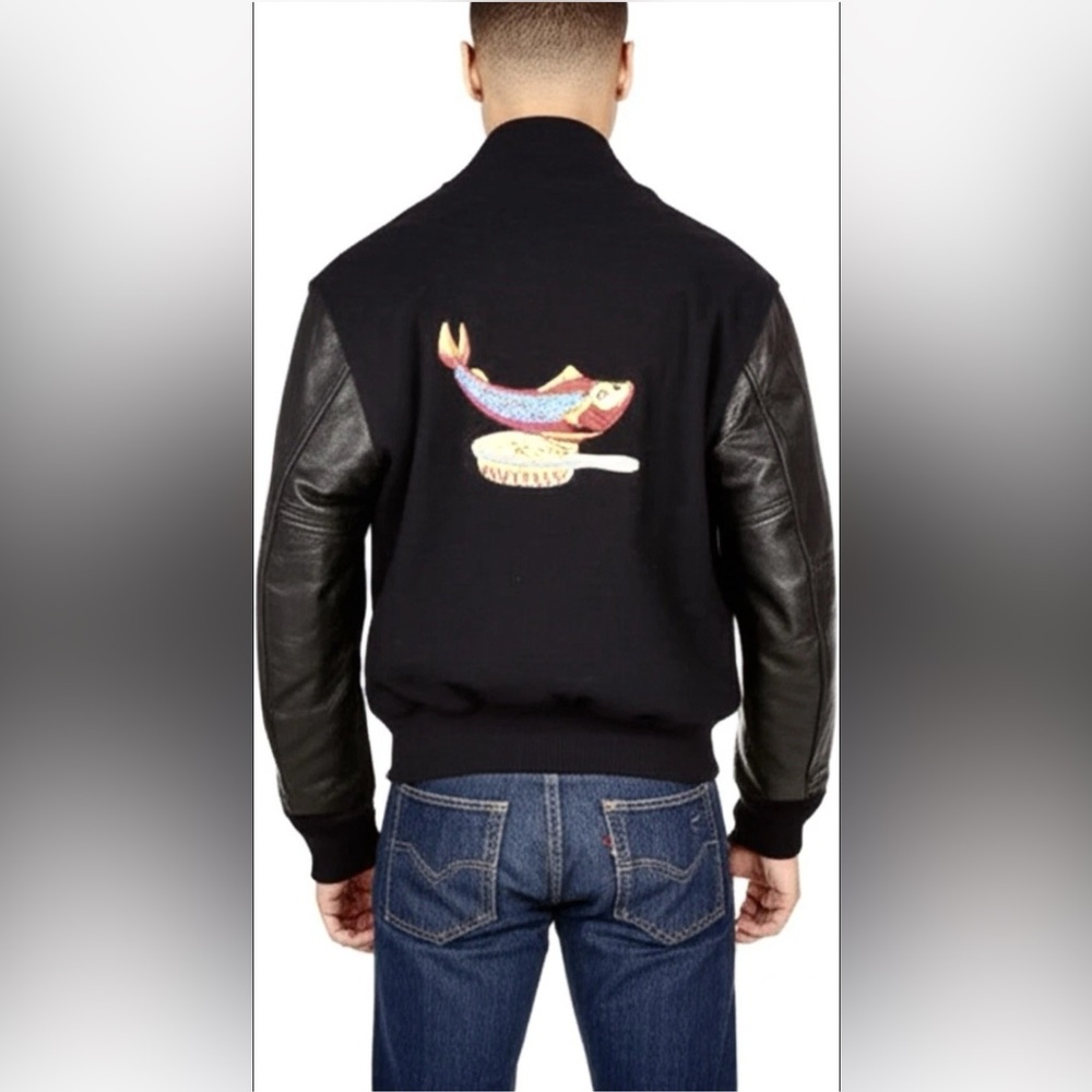 Vintage Empire Varsity Letterman Union Jacket Mens M Wool Leather 1980s Fish